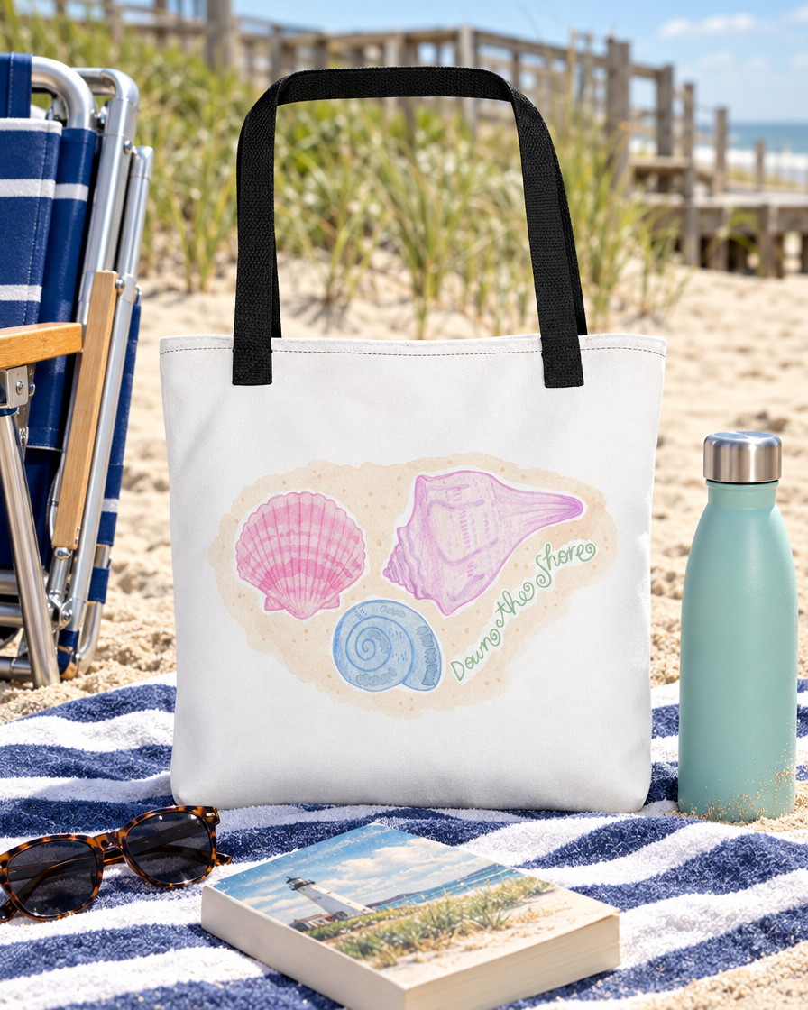 Jersey Shore Tote on a beach towel at the Jersey Shore