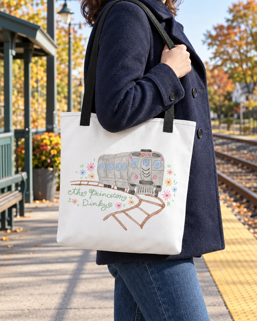 Princeton Dinky Tote carried on a train platform